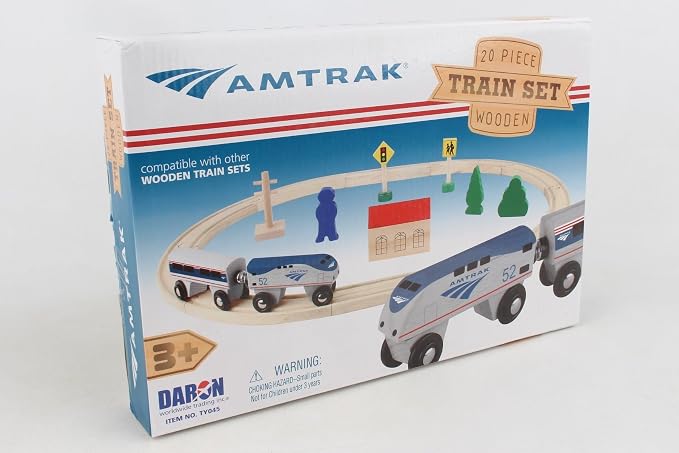 Daron Worldwide Trading Daron Amtrak Wooden Train Set (20 Piece)