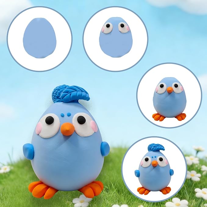 8Pack Eatser Crafts Kit - Air Dry Clay Easter Eggs Crafts for Kids,Modeling Clay DIY Kit for Kids Easter Hunt,Basket Stuffers Fillers,Party Favors and Classroom Prize Supplies,for Age 3+
