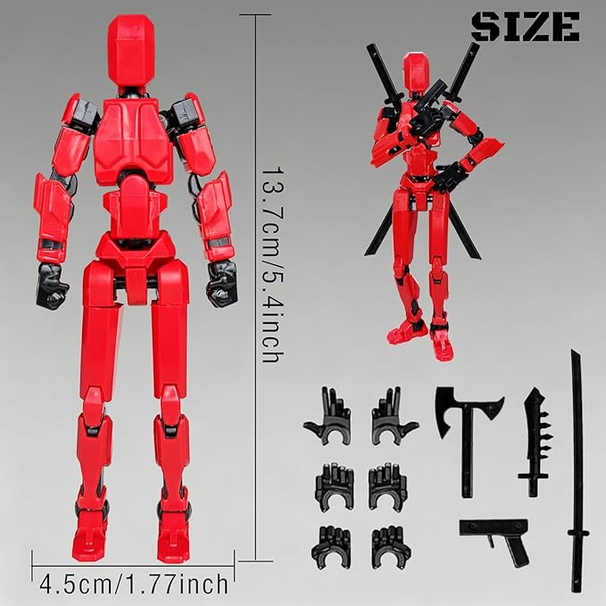 4 Packs T13 Action Figure Set (Assembly Completed), 3D Printed Multi-Jointed Movable Dummy 13，Titan13 Action Figure, Action Figure Desktop Decorations for Game Lovers Toy, Christmas Birthday Gift