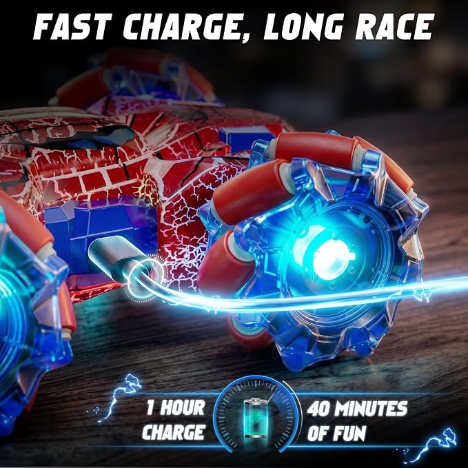 Spider Gesture Sensing Remote Control Car, Double Sided RC Cars with Full-Body Light, 2.4GHz Hand Controlled Rechargeable RC Stunt Car Toys for Boys 4 5 6 7 8 9 10 11 12
