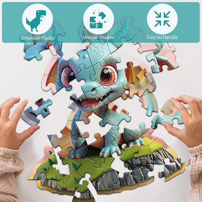 Jumbo Floor Puzzle for Kids,42 Piece Dinosaur Large Jigsaw Puzzles, Fun Preschool Educational Toy for Toddlers Ages 3-5,Gift for Boy Girl Ages 4-8