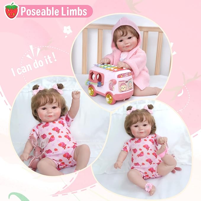 JIZHI Lifelike Reborn Baby Dolls - 20Inch-Real Baby Feeling Realistic-Newborn Baby Doll Adorable Smiling Real Life Baby Dolls with Gift Box for Kids Age 3 +