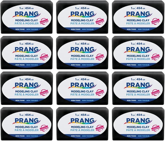 Prang Modeling Clay, Black, 1 lb. Block, Case of 12 Blocks, 192 oz. Total | Pliable, Non-Hardening, Non-Staining, Easy Clean-Up, Perfect for Preschool and Elementary Aged Children