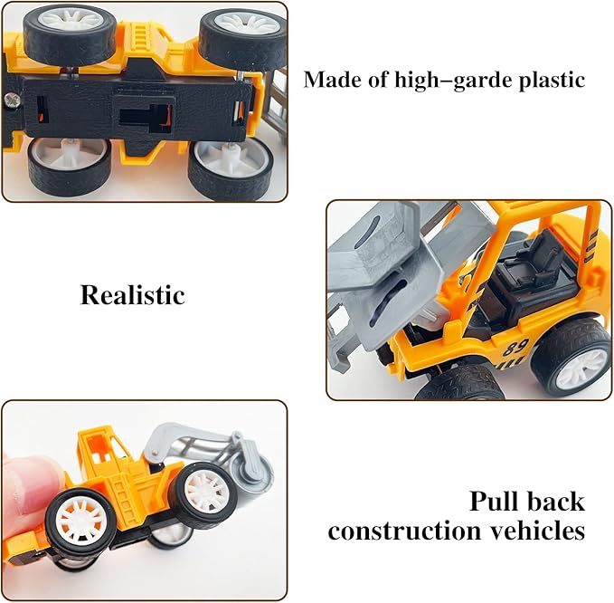 Juuxncgv 24PCS Mini Construction Vehicles,Play Figure Vehicles,Pull Back Engineering Vehicles,Toy Figure Construction Vehicles,Small Construction Toys for Birthday Party Favors,Gifts