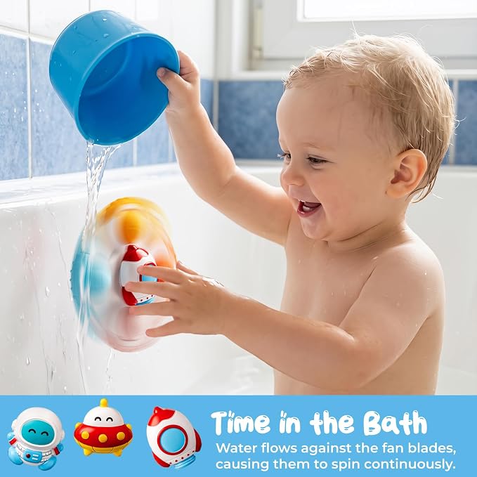 Baby Rocket Suction Cup Spinner Travel Toys for Kids Ages 1-3, Fidget Spinner Toys for 1 Year Old Boy Girl 12 Months, Sensory Bath Toy for Toddlers Infants Birthday Gifts