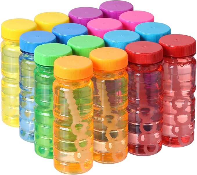 novelinks 16 Pack Big Bubble Bottle Bulk for Kids - 4oz Blow Bubbles Solution Novelty Summer Toy - Activity Party Favor Assorted Colors Set (16 Pack 4OZ Bottle)
