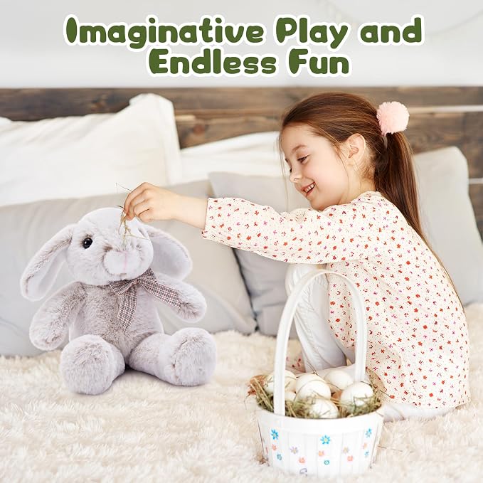 MaoGoLan 3Pcs Bulk Soft and Cuddly Easter Bunny Rabbit Plush, 14" Stuffed Bunny Gift for Kids, Boys, Girls, Party Decorations