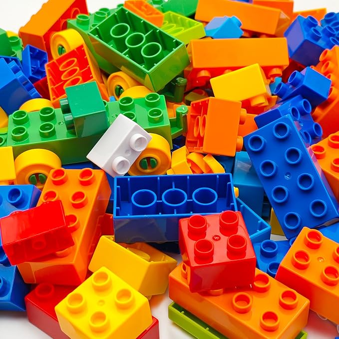ZHX 155 PCS Classic Creative Building Blocks for Toddlers 3-5, Large Bricks with Train and Stickers, STEM Educational Preschool Toys Compatible with Major Brands with Gift Box