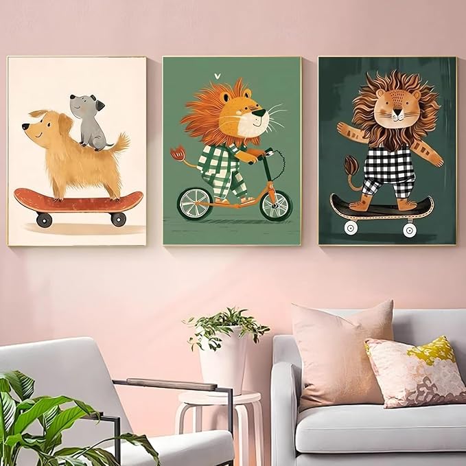 Paint by Numbers for Adults and Kids Beginner, 9 Pack Funny Cute Cartoon Animal Painting by Number Kits On Canvas, Number Artist Paint by Number Kit DIY Oil Painting, Home Wall Decor Gift 9.5X12 inch