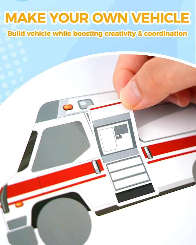 Aowplc 32 Sheets Vehicle Stickers for Kids - Make Your Own Transportation Stickers for Party Favors, Classroom Activities and Crafts