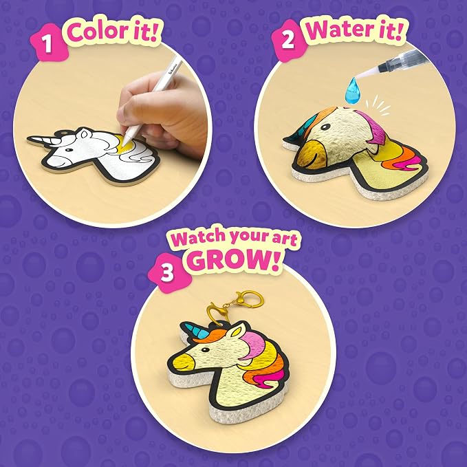 Skillmatics Aqua Puffs - 3D Art Kit, Princesses & Unicorns, Mess-Free Paint by Number Craft for Kids, DIY Color Activity, Screen-Free Fun, Best Gift for Girls & Boys Age 4, 5, 6, 7, 8, 9, 10