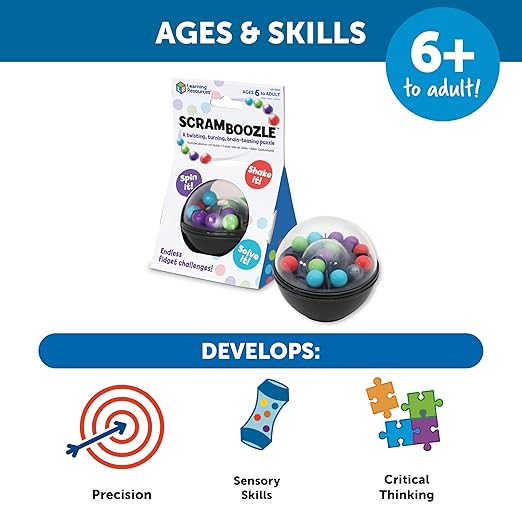 Learning Resources Scramboozle Puzzle Ball - 3D Brain Teaser Puzzles for Kids and Adults, Puzzles for Teens, Problem Solving Puzzle Games, Travel Games, Fidget Toys, Gifts for Boys and Girls