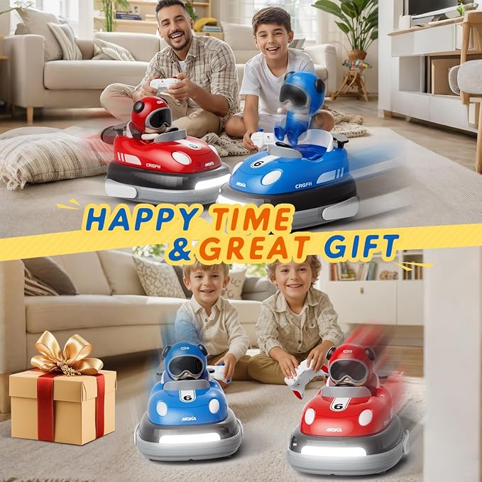 2-Player Battle 2-5 rc Car Toddler Boys Independence Day | Cartoon Remote Control Bumper Cars with Light & Sound – Racing Set (Drift + Collision Modes) | 360° Spinning | Rechargeable Kids’ Race Cars