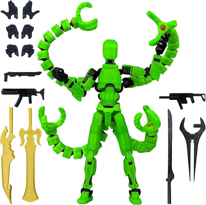 T13 Already Assembled Action Figure Accessories,T13 Multi-Jointed Movable,for Collectors Desktop Decorations t-13 Movability 3D Printed Toys (Luminous Green, 7.2 Inch)
