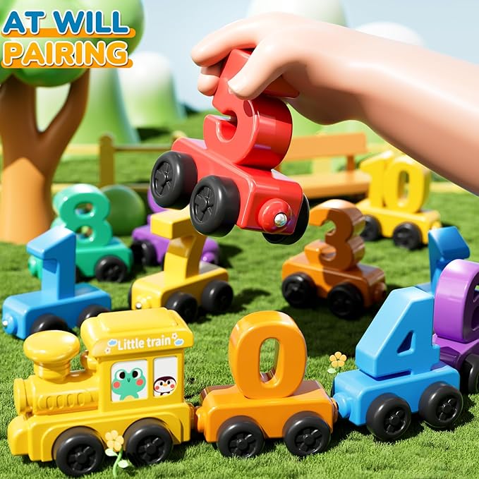 JUKUDAHU Magnet Number Train Set for Toddlers 3-4 Years Old - Counting Toy, Color Sorting Toy, Preschool Educational Activities, Learning Toy, Train Birthday Gifts for Boys Girls 3 4 5