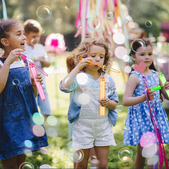 SpringFlower Bubble Wand, 60 Pcs Bubble Wands Bulk, Summer Toys Outdoor Activity Supply,Bubble Party Favors for Kids, Birthday, Wedding, Party