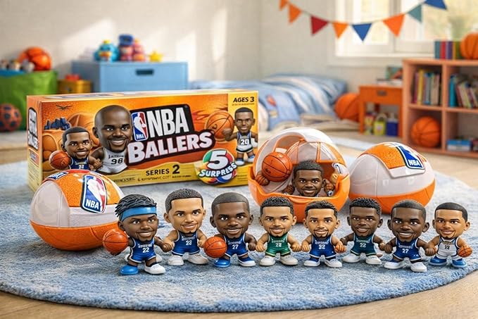 ZURU 5 Surprise NBA Ballers Series 2 Official NBA Collectible Figures & Accessories – Surprise Unboxing Basketball Sports Toy (4 Capsules)