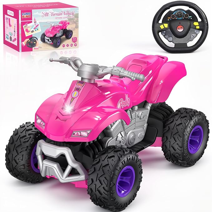 RC Cars for Girls, 2.4GHz Remote Control Car, Off-Road Vehicle, Toy Car for 11.5 Fashion Dolls, Birthday Gift for Kids Ages 3+ (ATV Style)