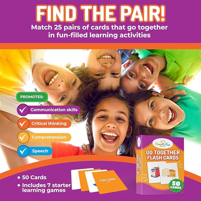 100 Go Together and Opposites Flash Cards Bundle, Matching Educational Photo Cards for Kids, Parents, Speech Therapy, Language Development, Cognitive Skills, Association Skills, and Gifted Learning