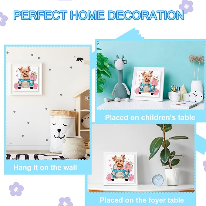 Nardoll Diamond Art Kits for Kids - Arts and Crafts for Kids Ages 4-8-12 - Dimond Art Painting with Wooden Frame - GEM Art for Girls Gifts Boys Adults Beginners Home Wall Decor(7x7inch)