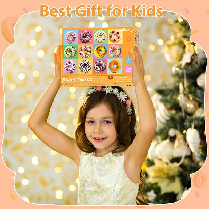 Puzzles for Kids Ages 6-8 8-10 Year Old - Colorful Sweet Donuts, 200 Pieces Jigsaw Puzzles for Kids Ages 10-12, Learning Educational Toys for Boys and Girls