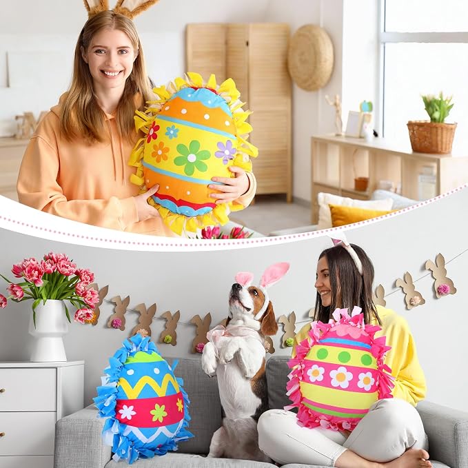 Weysat 6 Sets Easter Egg Tied Pillow Craft Kit DIY Easter Egg Pillow Craft Gifts with PP Cotton for Spring Party Decor Vbs School Favors Classroom Giveaways