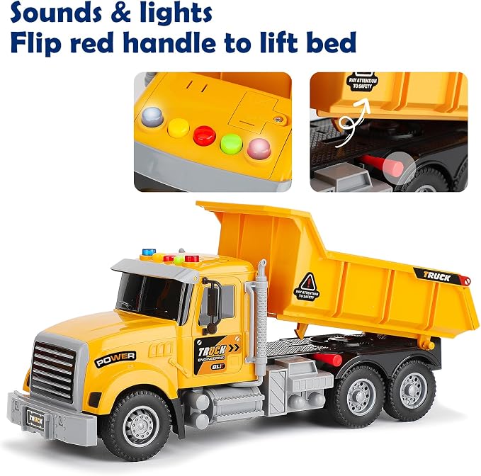 VGY 2 Pack Large Construction Engineering Truck Toys,Excavator Toys for Boys 3-5 Year Old with Moveable Claw,Trucks for Kids Ages 4-8 with Lifting Back Dump Truck,Christmas Birthday Gift for Toddlers