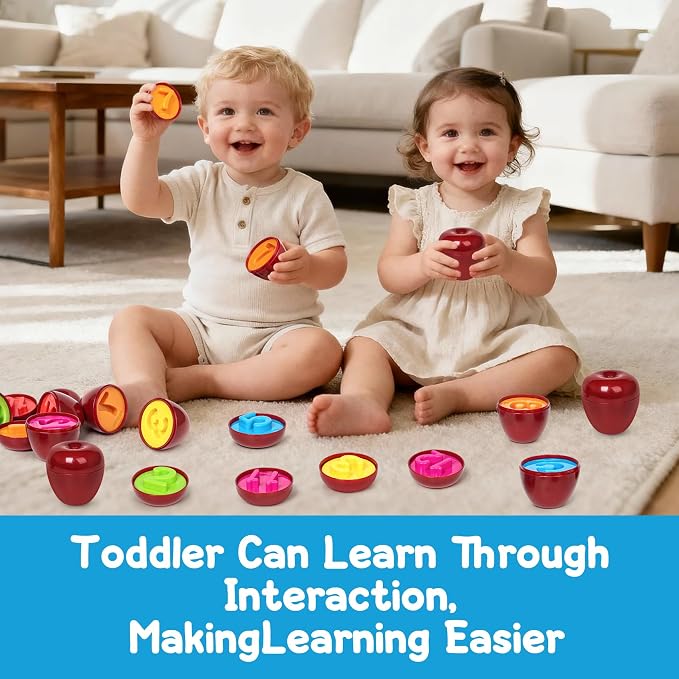 Apple Toy,Montessori Educational Learning Number Matching & Color Sorting Toys for Toddlers 1-3,Fine Motor Shape Puzzle Toddler Activities Easter Basket Stuffers Gift for Boys Girls