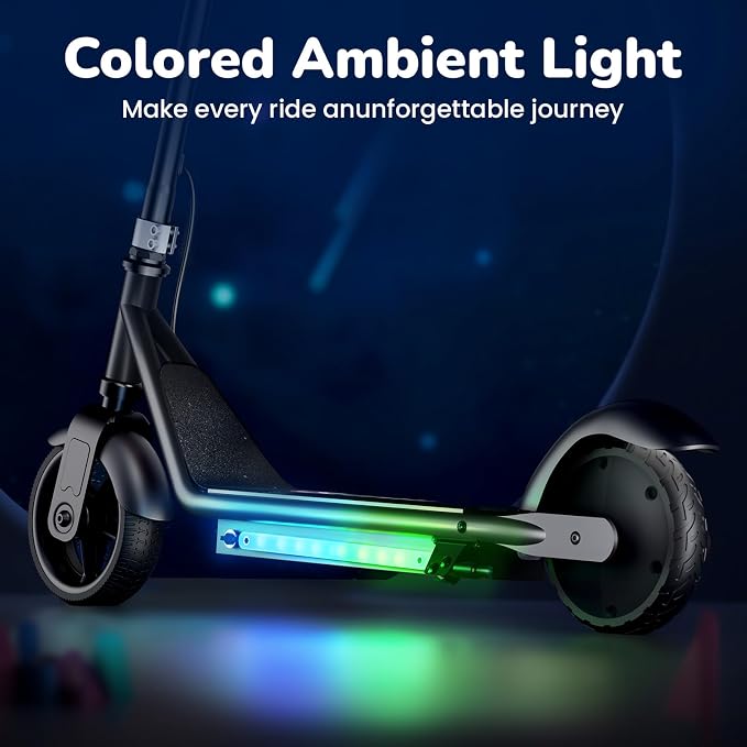 iScooter IK3 Serious Electric Scooter for Kids Aged 6-12, 3/6/10MPH Speed, Dual Brake System, 3 Heights (IK3Pro), Magnetic Charging, Colorful Lights, LED Display, 150W Motor Kids Scooter
