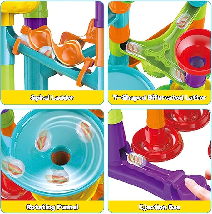 Marble Run for Kids Ages 4-8 - Maze Game DIY Educational Playset Birthday Gift for Ages 3+,Track Pipe Building Blocks Glass Marbles for Kids Birth Day Preschool, Toys for 3 Year Old Boys Christmas