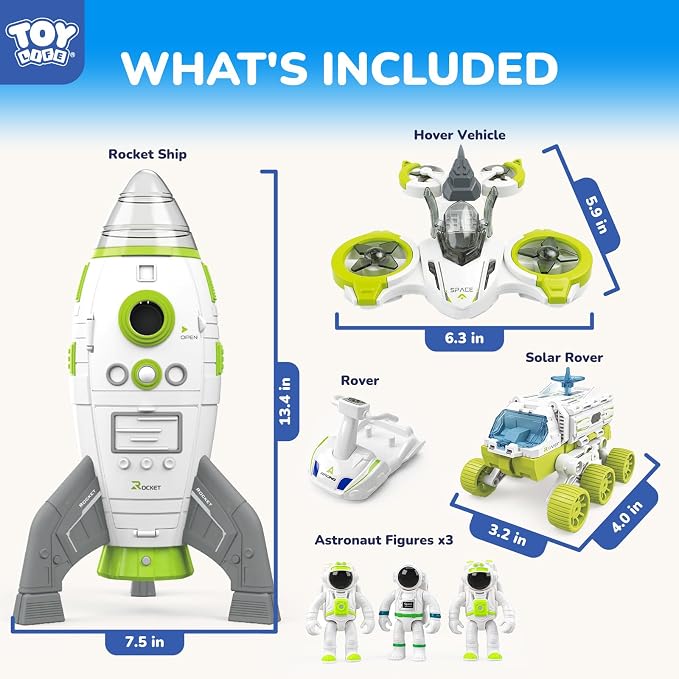 TOY Life Space Rocket Toy for Kid, Shuttle with Astronaut Spaceship Planet and Car, for Boy 3 4 5 6 7 8, Birthday Gift for Age 3+