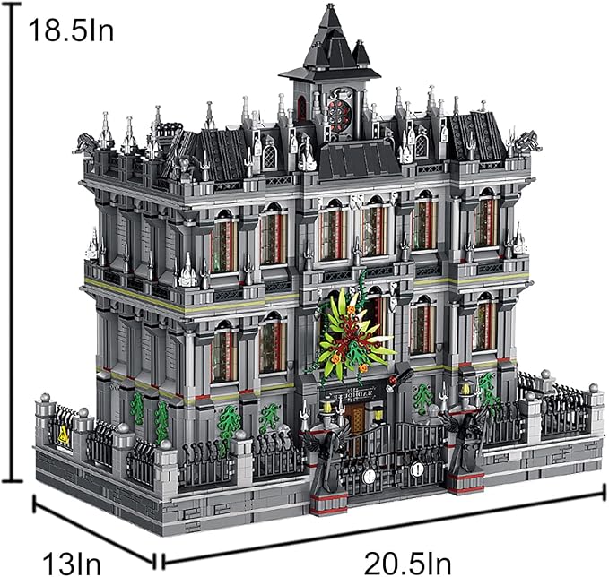 ELAICREE 7537 Piece Three Level Madhouse Modular Building Blocks Bricks Set Insane Asylum Hospital Toy Bricks with an LED Lighting