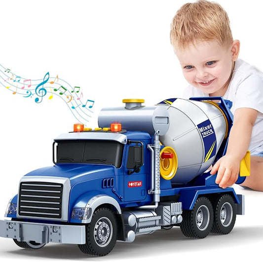 SpringFlower Toddler Trucks Toy, Large Mixer Truck Toy with Lights & Sounds, Truck Vehicle Boy Toy for 3 4 5 6 Year Old Boys, Christmas Birthday Gifts for Boys & Girls