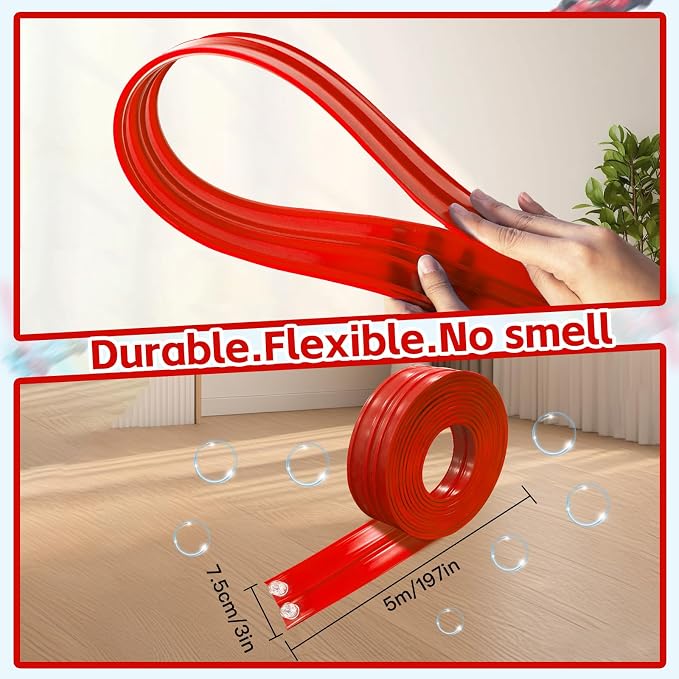 16.5 Ft Flexible Race Track for Kids, Portable DIY Roll-Up Racetrack Set Compatible with Diecast 1/64th Cars - Includes 8 Racing Cars & Super-Grip Gravity Ramp, Birthday Gift for Boys Girls 3-8, Red