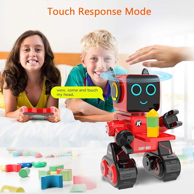 okk Robot Toy for Kids, Smart RC Robot Kit with Touch and Sound Control Robotics Intelligent Programmable Smart Robots with Walking, Dancing, Singing, Talking, Transfering Items for Boys Girls (Red)