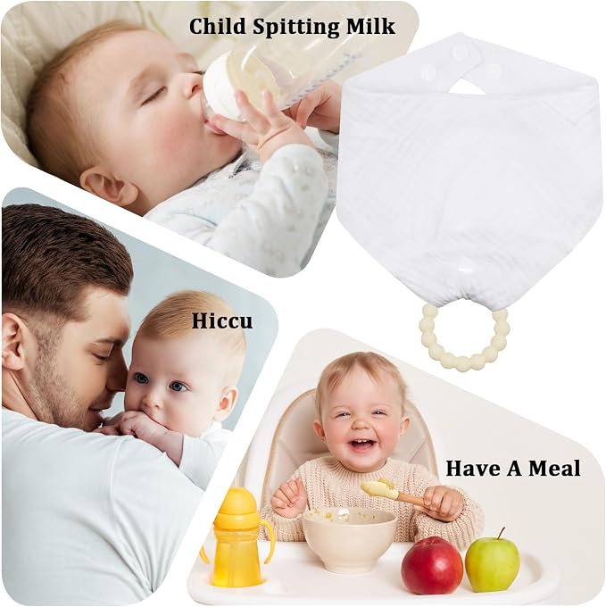 6-Pack Baby Bandana Drool Bibs & Teething Toys for 0-24 Months, Safety for Newborns and Toddlers
