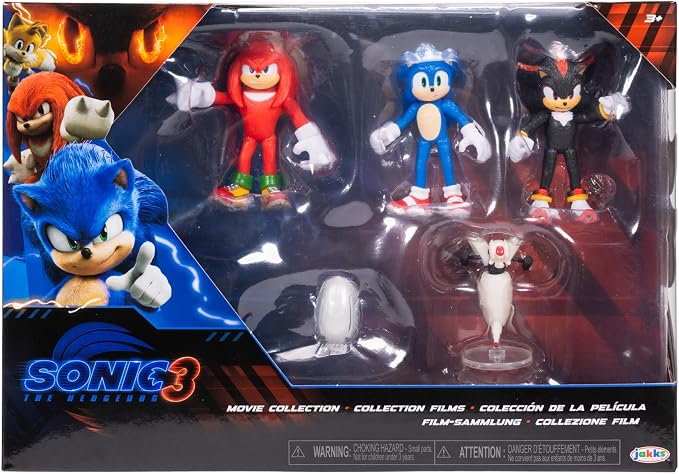 Sonic The Hedgehog 3 Movie Action Figures 2.5-Inch Movie Collector Toy Figure Multi-Pack Includes Knuckles Shadow Buzz Bomber & Drone- Officially Licensed Toys