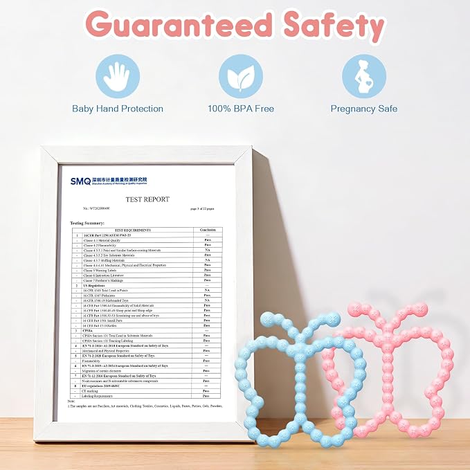 2 Pack Butterfly Teething Toys for Babies 3-6 6-12 Months, BPA Free Silicone Baby Teether Toys for Teething Relief, Easy-Grip Double Ring Infant Newborn Chew Toys for Sucking Needs