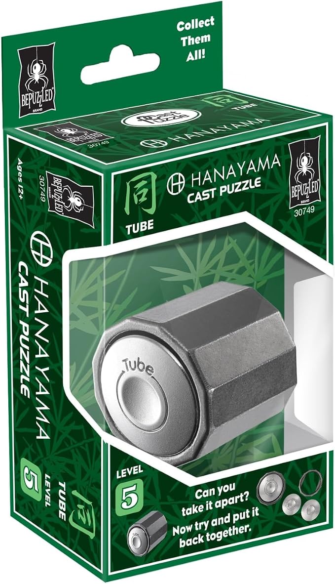 BePuzzled | Tube Hanayama Metal Brainteaser Puzzle Mensa Rated Level 5, for Ages 12 and Up