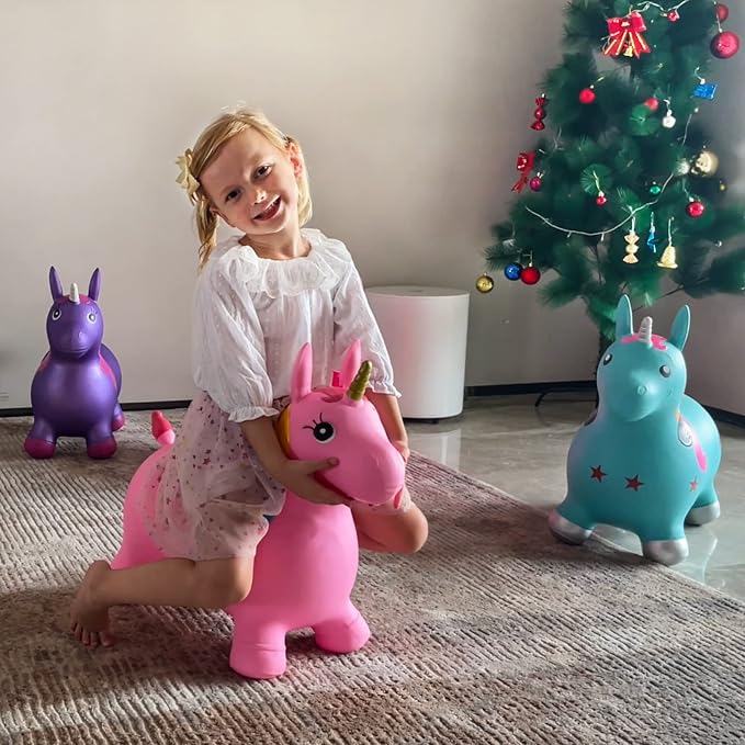 HotMax Unicorn Bouncy Horse Toys for 2 Year Old Girl, Toddlers Bouncing Animals, Ride on Rubber Jumping Toys for Baby Girl or Boy 1st Birthday Gift for 2 3 4 Year Old (Pink Unicorn)