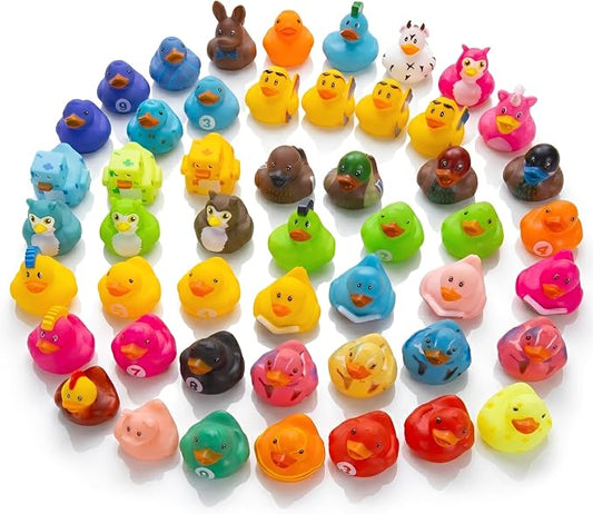 Kangaroo 50 Pcs Mini Rubber Ducks Bulk Jeep Ducks for Ducking– Floating Baby Bath Toys for Kids & Toddlers, Small Duckies for Pool Parties, Summer Party Favors Bulk, Baby Showers