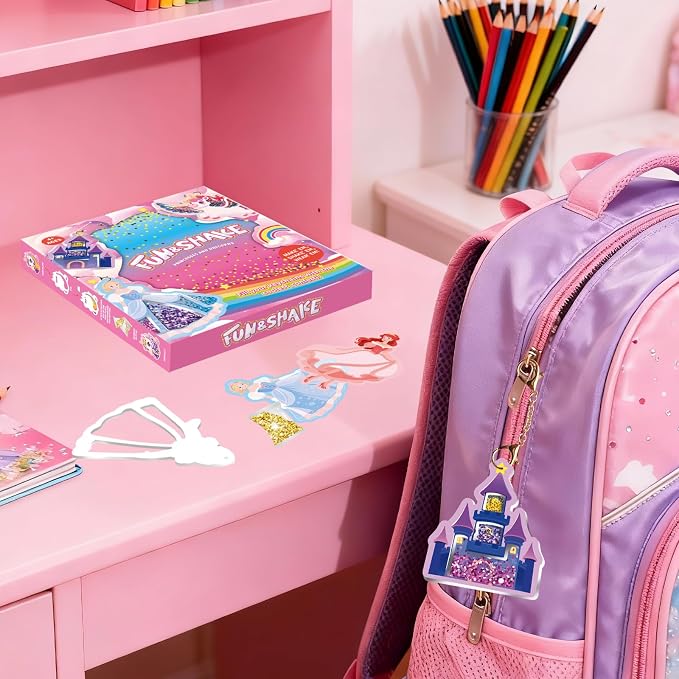 Artnedu Shake-its– Fun&Shake Kit de artesanato com Glitter para crianças, Artes e artesanato DIY com chaveiros,Unicórnios e Princesas,Creative Gift for Girls & Boys Ages 4, 5, 6, 7, 8, 9, 10