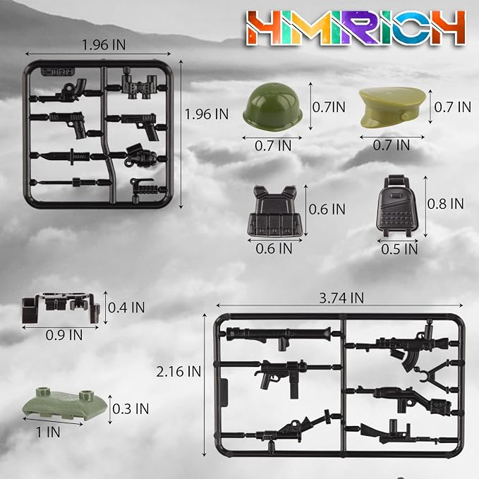 Military Weapons Pack 24 Pcs U.S. Accessories Kits Toys, Army Equipment Gear WW2 Guns for Boys 6+, Compatible with Mini Figure of Major Brand