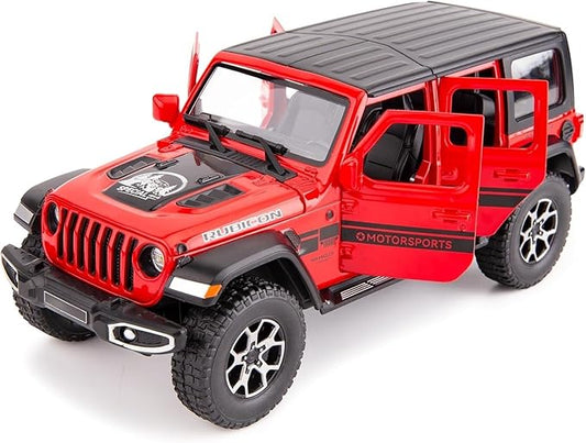 BDTCTK Off-Road 7 Door for Wrangler Diecast Toy Car Model, 1/22 Scale Metal Alloy Vehicle for Kids Boys Girls Adults, Doors Open, Light and Sound, Gifts Red