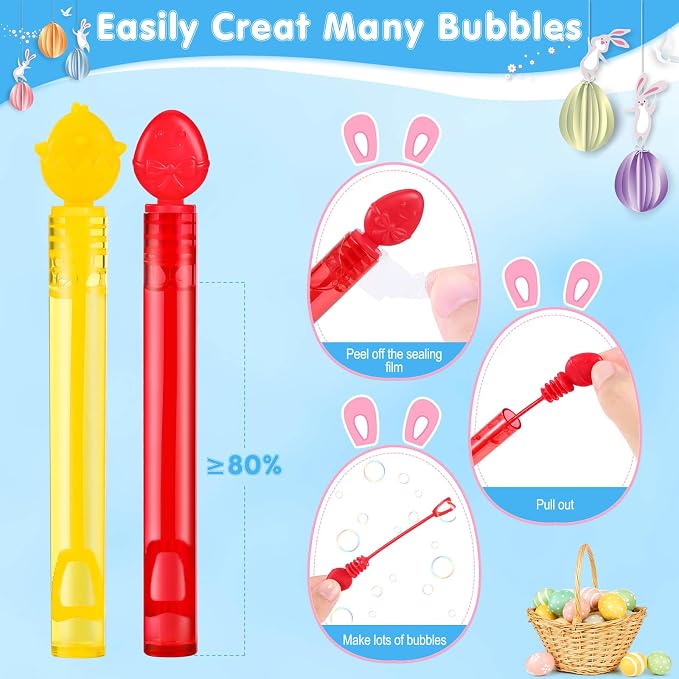 Easter Party Favors Mini Bubble Wands 30PCS Easter Egg Fillers Easter Basket Stuffers Kids Bubbles Bulk for Classroom Exchange Prizes Goodie Bag Stuffers Outdoor Easter Toys Student Gifts for Girl Boy