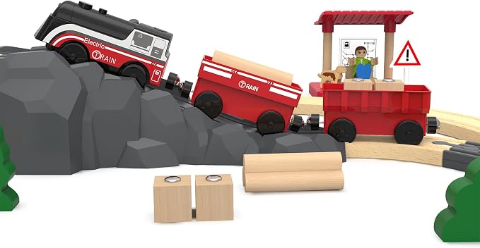 Battery Operated Train for Wooden Track, Motorized Train for Toddlers 3+ Years Old, 3Pcs Trains Toy Set Electric Trains Compatible with Thomas, Brio, Chuggington, Melissa and Doug