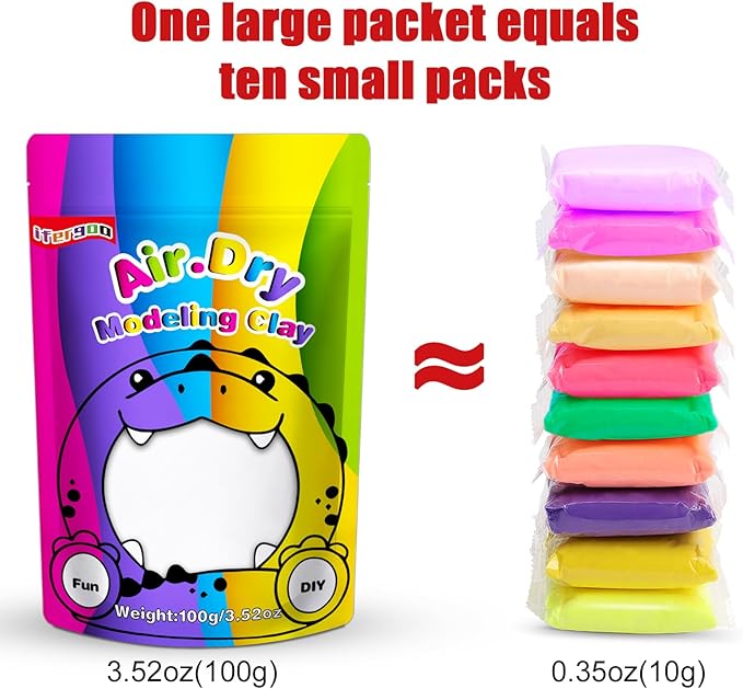 ifergoo White Air Dry Clay, DIY Creative Modeling Clay for Kids, Super Light Magic Foam Clay for Kids Age 3-12, Soft, No-Sticky & Non-Toxic, Molding Clay for School Art & Craft Project(100g/3.5oz)