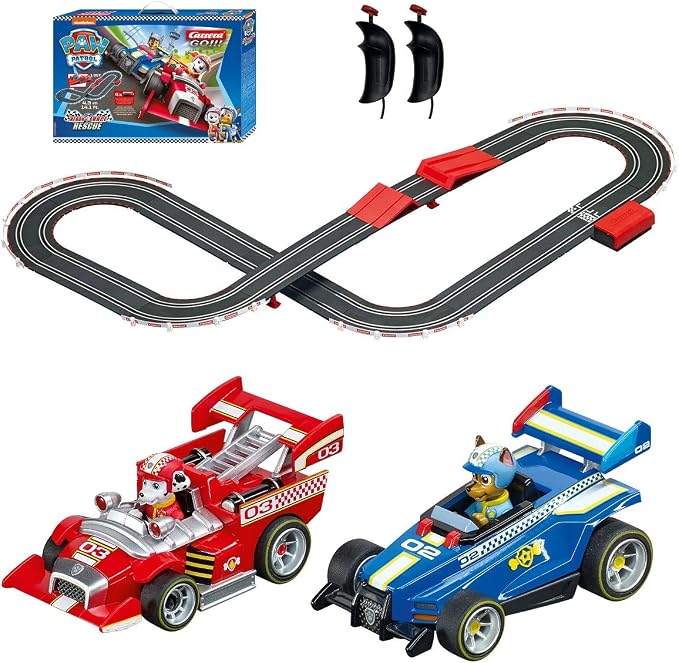 Carrera GO 63514 Official Licensed PAW Patrol Battery Operated 1:43 Scale Slot Car Racing Toy Track Set with Jump Ramp Featuring Chase and Marshall for Kids Ages 5 Years and Up 20063514