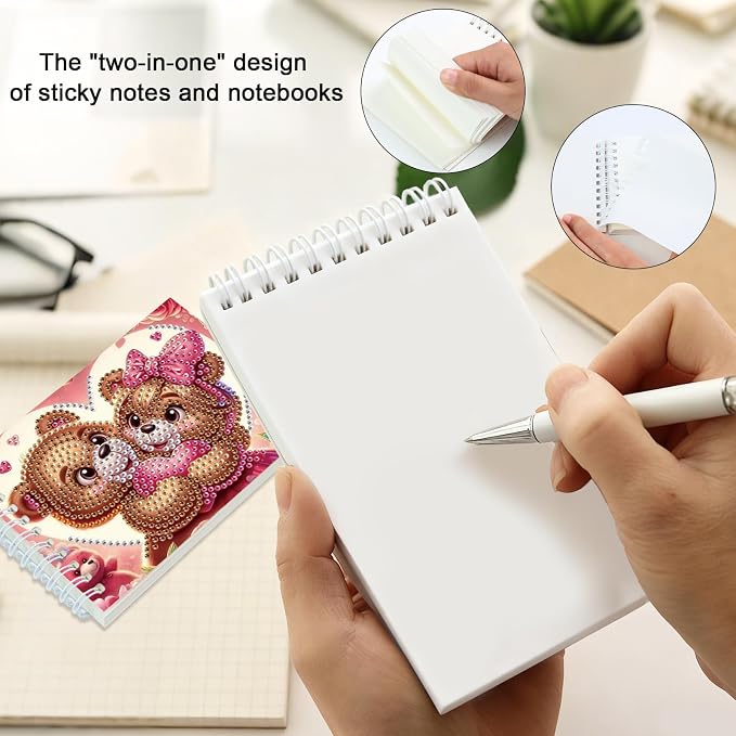2 Pcs Bear Diamond Painting Notebook 80 Pages for Adults,Animal Diamond Art Journal and DIY Sketchbook, Diamonds Art Kit Supplies,Gift for Beginners, Craft Lovers, Artists. (Bear)