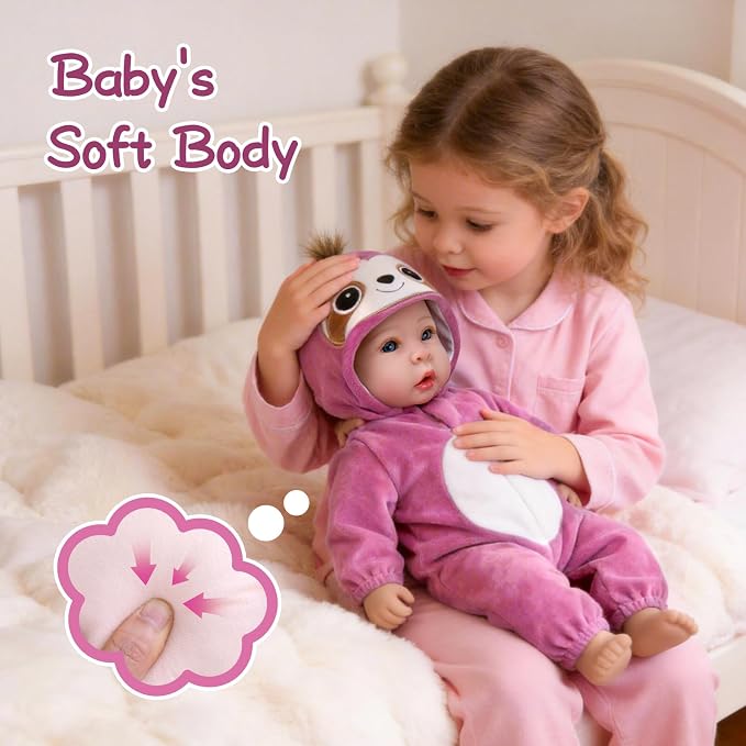 UOFTKIZ Lifelike Baby Doll - 17" Soft Body Girl Doll with Open Eyes, Gift for Kids 3+, Grandparents, New-Parents